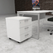 Caisson à roulettes 3 tiroirs uni - MOBEL LINEA - Blanc pastel_2