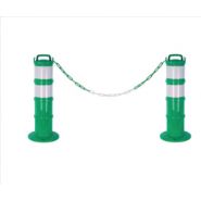 28642 - Poteau de signalisation - Kit de 2 balises rétroréfléchissantes avec chaîne - Fixation au sol ou socle lestable - Hauteur 85 cm_2