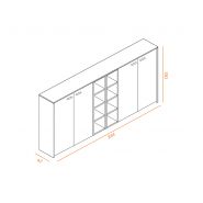 Bloc d'armoires mi-hautes portes battantes laquées Cilla C1 - L244 x H130 cm - Rouge rubis flamboyant_2