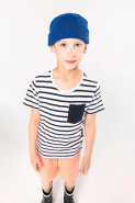 T-shirt rayé marin pour enfant - Poche contrastée - Manches courtes - Réf : K379 - Kariban_2
