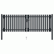 Vidaxl portail de clôture à double porte acier 306x125 cm anthracite 146350_2