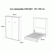 Armoire lit escamotable SMART-V2 - Gris graphite mat - Couchage 120x200 cm - Ultra-plate - Fabrication européenne_2