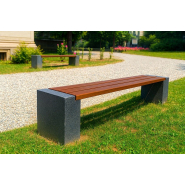Banc public Florence 438/439 en béton avec ou sans dossier  - Assise lattes en bois Iroko_2