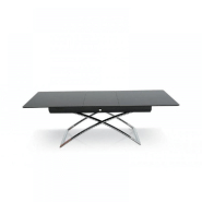 Table basse relevable et extensible Magic-J - Verre noir - Piétement chromé - Réglable en 7 hauteurs_2