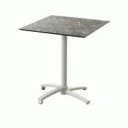 X Cross table de bistrot avec piètement sable + plateau HPL Galaxy Marble 70x70 cm_2
