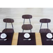 Chaise empilable Equal - 4 pieds - Structure acier chromé - Assise et dossier finition bois_2