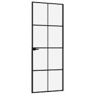 Vidaxl porte d'intérieur noir 76x201,5 cm trempé verre aluminium fin 153662_2