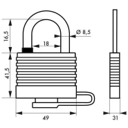 Cadenas à clé Bumper 45 mm vert - Corps acier zingué gainé PVC - Anse cémentée - Double verrouillage_2
