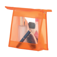 Trousse à maquillage en PVC - avec zip - couleur orange - poids 43,33 gr_2