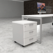 Caisson mobile 3 tiroirs classiques bicolore - MobelLinea - Blanc pastel, Gris aluminium_2