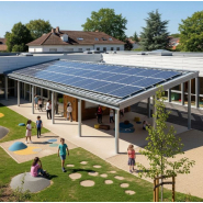 Préau photovoltaïque moderne et éco responsable - Koman Groupe_2