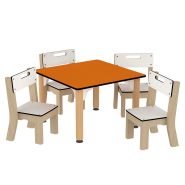 Table carrée pour enfant - Structure en hêtre massif - Plateau en stratifié compact - Dimensions 600x600 mm_1