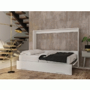 Armoire-lit escamotable VERTIGO blanc mat - Couchage 140x200 cm avec sommier à lattes_2