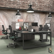 Bureau bench 2 personnes Star - Mobel Linea. - 100, Anthracite, Acacia foncé_0