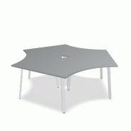 Bureau bench 3 personnes Ogi A - MDD. - Blanc 9010, Aluminium satiné_2