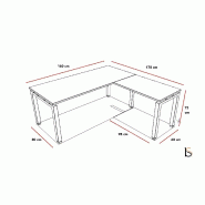 Bureau d'angle Quadra - Mobel Linea. - Blanc 9010, 160, Acacia clair, Droite_2