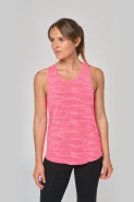 Débardeur sport femme - Réf: PA4009 - PROACT - Polyester et Viscose - Fluorescent Pink - Grandes emmanchures et dos nageur_2