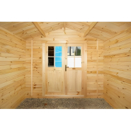 Abri de jardin robuste en bois massif avec hauteurs généreuses