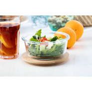 Lunch box en verre - Forme ronde avec couvercle en bambou naturel - 650 ml_2