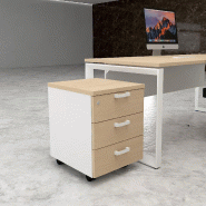 Caisson mobile 3 tiroirs classiques bicolore - MobelLinea - Blanc pastel, Chêne moyen_2