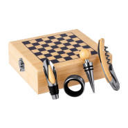 Set à vin en acier inoxydable - Jeu d'échecs en bambou avec 32 pièces et accessoires_2