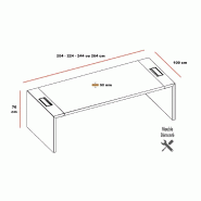 Bureau de Direction E10 avec pieds laqués - Officity - 204, Noyer américain, Piètement blanc_2