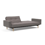 Canapé convertible Splitback Stem avec accoudoirs - Pieds obus chêne naturel - Tissu Mixed Dance Grey - Couchage 115x210 cm_2