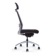 Siège opérateur Créa Premium noir avec dossier résille, soutien lombaire réglable et base alu poli - Référence 9500 SB A_2