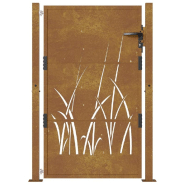 Vidaxl portail de jardin 105x155 cm acier corten conception d'herbe 153175_2