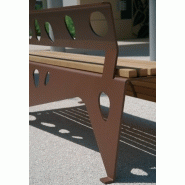 Banc public en bois Cyria Green PALACIO II - acier corten avec motifs alvéolaires, 12 lattes Bilinga_2