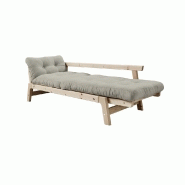 Banquette convertible futon Step - pin massif, tissu lin, couchage 70x200 cm - design élégant et multifonction_2