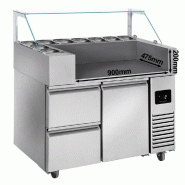 Meuble chariot réfrigéré pour Crêpes, Gaufres, Planchas - 1 porte + 2 tiroirs  | QDM_2