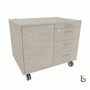 Desserte mobile avec 4 tiroirs et niche de rangement - QUADRIFOGLIO - Béton_2