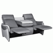 Canapé 3 places électrique Cabries - 2 relax zéro gravité - bi-color microfibre plomb/gris perle avec têtières ajustables et port USB_2