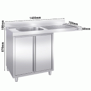 Plonge Inox 1 bac sur placard avec passage lave-vaisselle - P 700 - GGM - 1400 mm bac à gauche_2