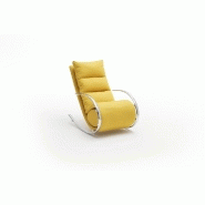 Fauteuil relax Yanis en tissu jaune avec pouf indépendant - Structure métal et design chic_2