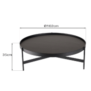 Table basse ronde avec rebord - Gamme DILA - Pieds métal et plateau en MDF plaqué chêne_2