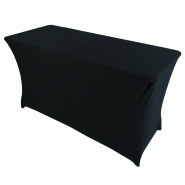 Table pliante 180 cm avec 4 réhausseurs - Nappe stretch noire - Hauteur ajustable jusqu'à 90 cm_2