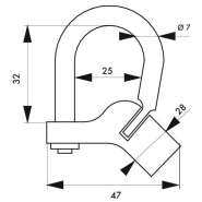 Cadenas d'artillerie 129 à talon coudé - anse acier zingué - condamnation par triangle - THIRARD_2