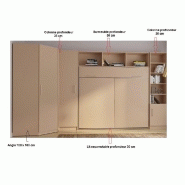 Composition angle lit escamotable Vertigo taupe mat 411 x 100 cm - couchage 160 x 200 cm avec multiples rangements_2