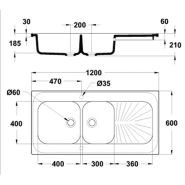 Évier 2 cuves avec 1 égouttoir - 1200 x 600 x 900 mm - Réf ECEXX-3 - BIOLAB - Destiné aux salles de préparation et enseignement sanitaire_2