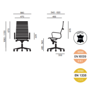 Fauteuil de Direction Haut Dossier LEO Noir - Mécanisme basculant 4 positions - Référence 7650 FR206_3