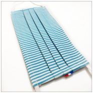 Mask3pturquoiseraye - masque en tissu - VDM - 100% coton - barrette nasale - turquoise rayé - 4 épaisseurs_2