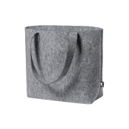 Sac shopping RPET - feutre avec longues poignées et soufflet au fond - couleur gris_2