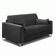 Canapé convertible express Jackson 120cm - sommier à lattes - tweed gris graphite - matelas 16 cm mousse haute résilience_2