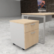 Caisson mobile avec tiroir pour dossiers suspendus - Mobel Linea - Gris aluminium, Chêne moyen_2