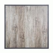 Plateau de table extérieur carré en verre trempé effet grain de bois bord gris 700 mm | Bolero - FU515_2