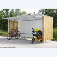 Abri extérieur à vélos, motos en bois & tôle - Abri initial 4 x 2,25 x 2,07 m de hauteur renforcé - Livré sans visserie_2