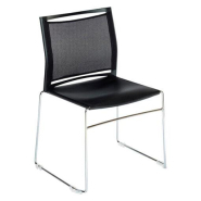 Chaise visiteur piètement traineau JILL - dossier résille - empilable et accrochable - chromé - neuf - fabriquée en France_2