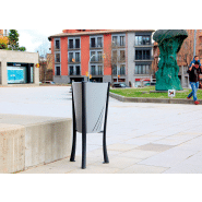 Poubelle publique Minsk PA612 - acier zingué peint avec seau intérieur et piètement en fonte ductile_2